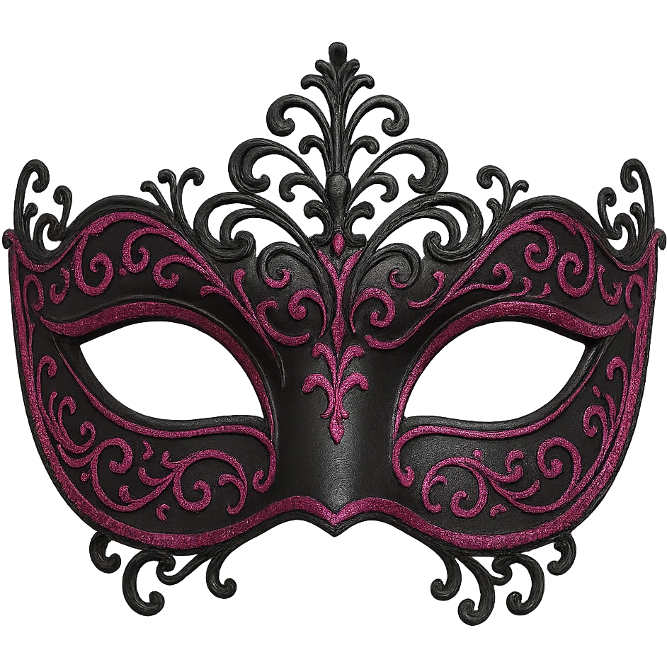 black and pink masquerade mask emoji