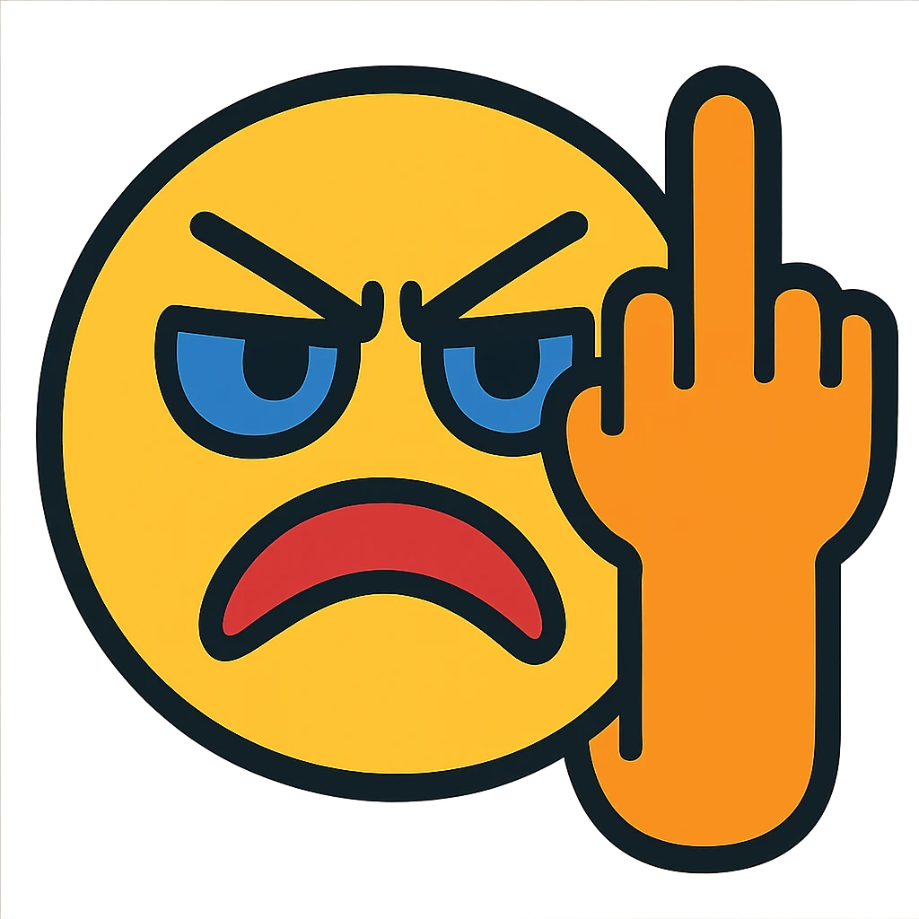 angry face with middle finger emoji
