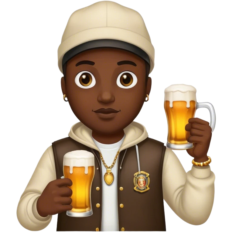 Dark Black Rapper with Beer  emoji
