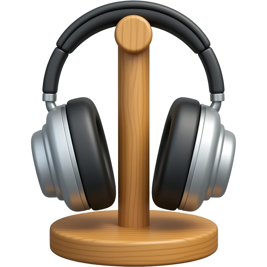 headphone on stand wood emoji