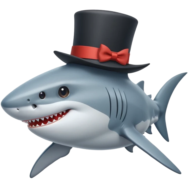 Shark with a top hat emoji