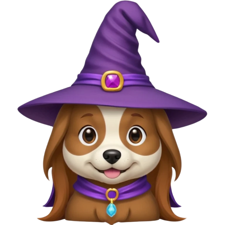 dog wear purple wicth hat emoji