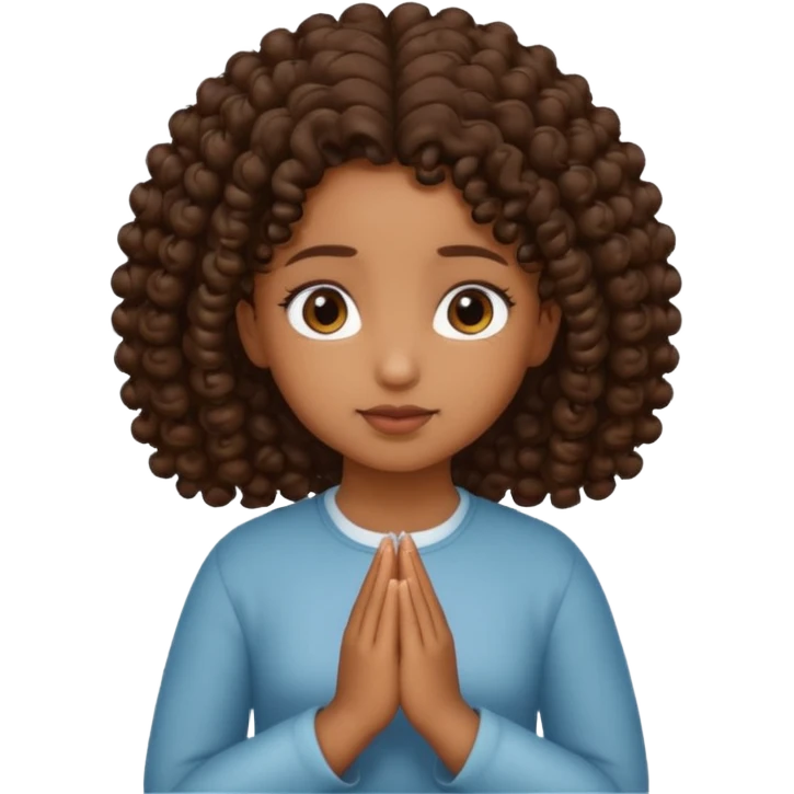 brown girl praying curls emoji