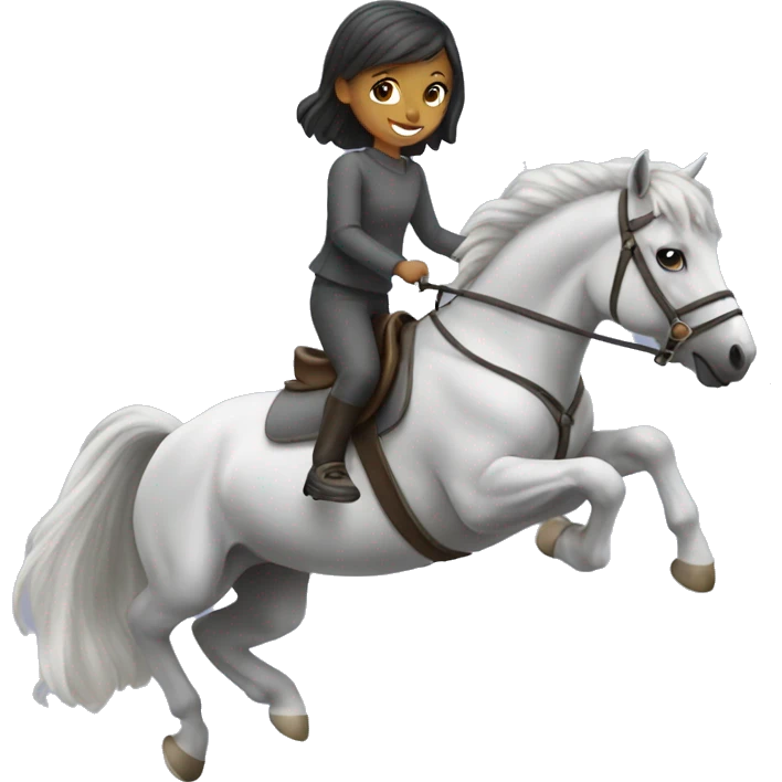 Girl with grey pony jumping emoji