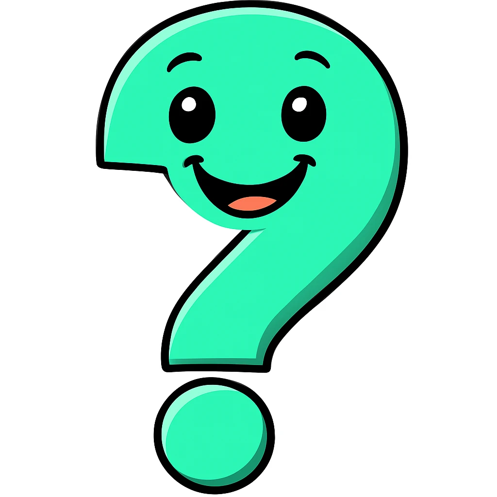 Add a smiling face to the funny question mark in the same style as the original image. emoji