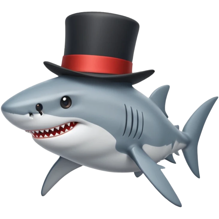 Shark with a top hat emoji