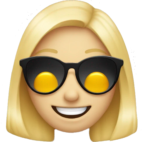 Blonde smiley face with shades doing hand hearts by the cheek emoji