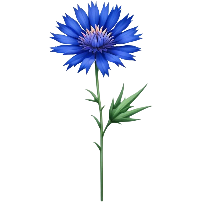 single blue Cornflower, straight stem emoji