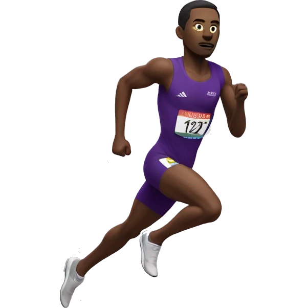 Track sprinter running in a deep purple uniform race ambiguous emoji