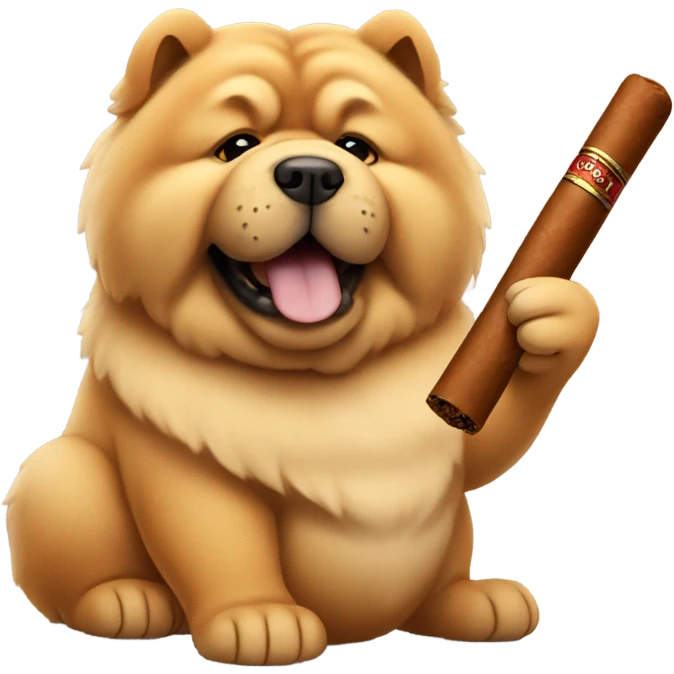 chow chow dog holding cigar with paw  emoji