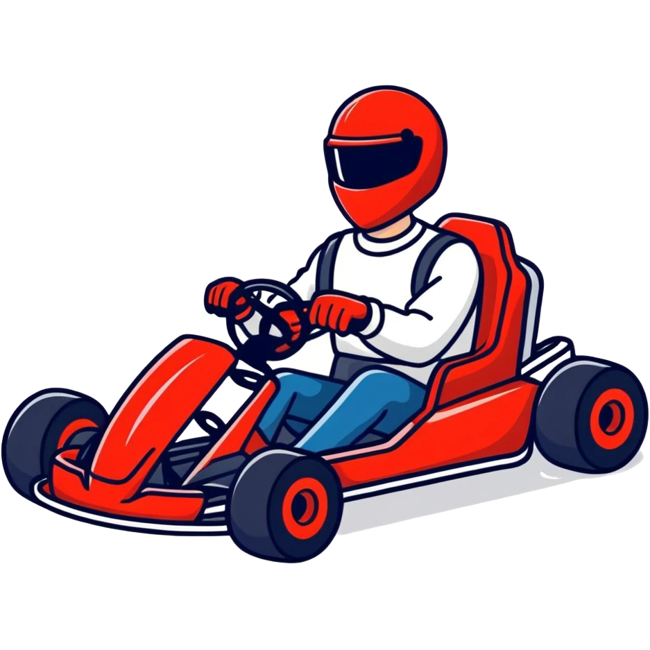 Man driving red go kart  emoji
