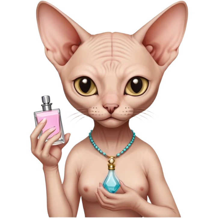 Лысый кот держит в руках парфюм и дразнит тебя emoji