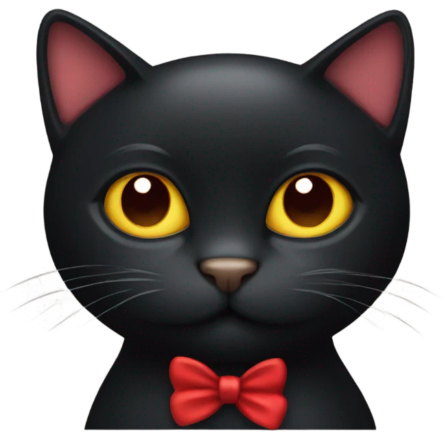 Black cat with a red bow  emoji