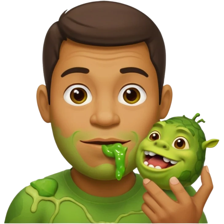 A man eating shrek emoji
