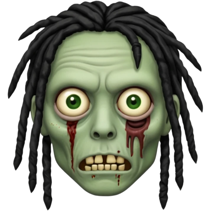 Zombie with black dreads with chinky eyes and a 3rd eye  on right cheek emoji