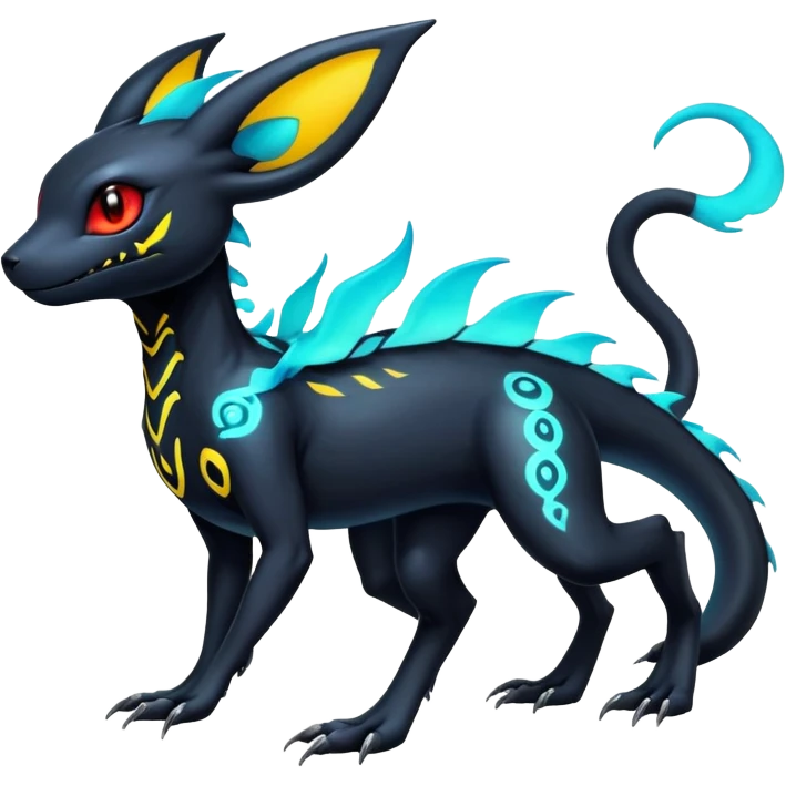 Gothic Colorful Salandit-Umbreon-Fakémon-hybrid-creature (full body)  emoji