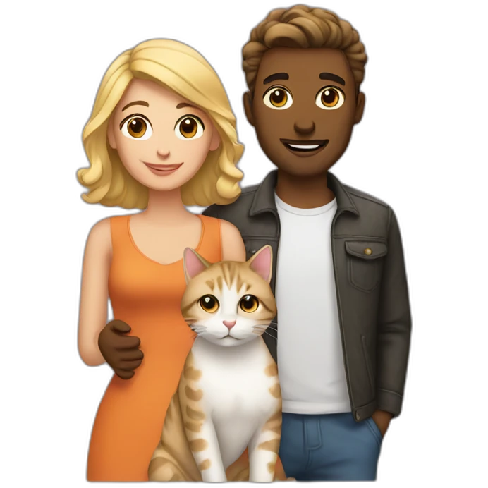 Couple with cat emoji
