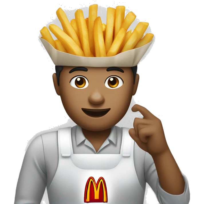 white skin mcdonalds worker putting the fries in the bag emoji