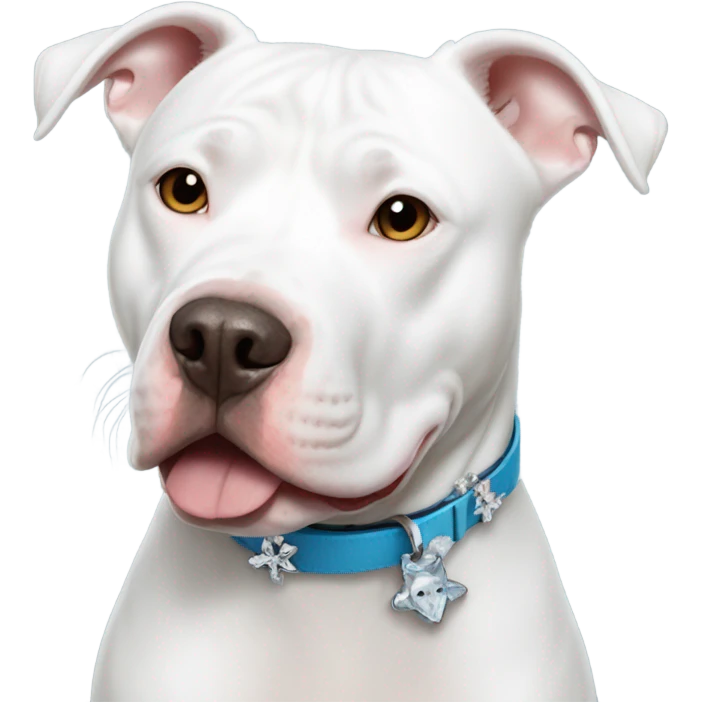 White pitbull with collar that says Ice emoji