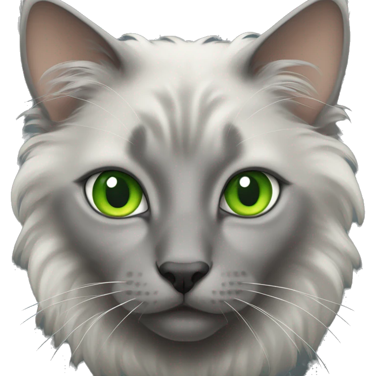 A Nebelung cat with green eyes emoji