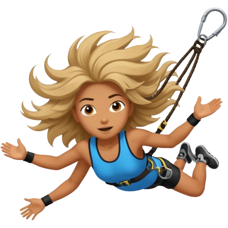 extreme sports lover face bungee jumping face only with hair flying emoji