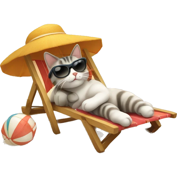 gato de vacaciones en la playa  emoji