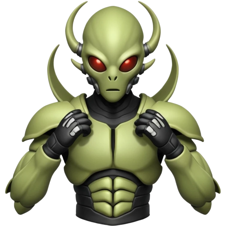 insectoid alien MMA fighter portrait, head and shoulders only, armored exoskeleton skin, sharp eyes, combat gloves, aggressive stance, 3D cartoon, mobile game icon style, clean background, no text, no watermark
 emoji