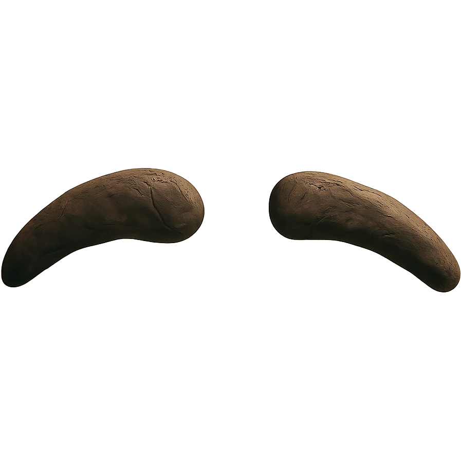 soft and textured claymation style eyebrows, no face emoji