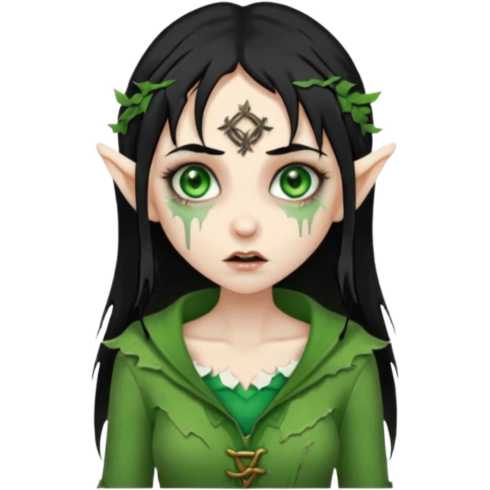 woman elves zombie with black hair emoji