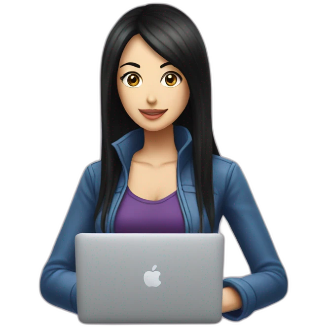 nico robin with macbook emoji