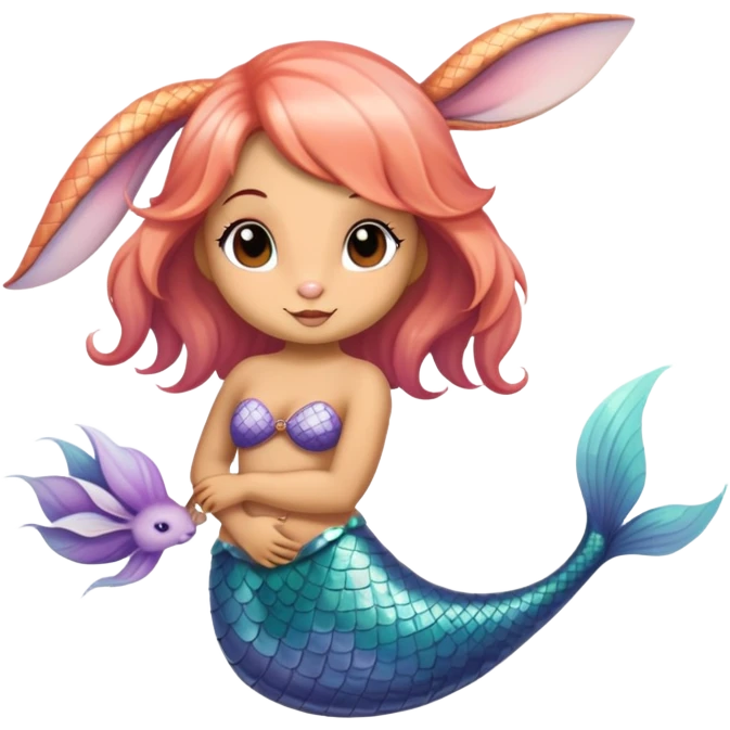 Mermaid rabbit with scales and floppy ears emoji