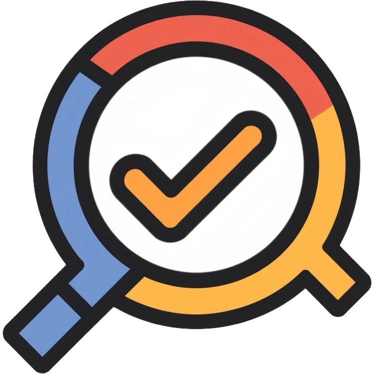 Quality Assurance logo with checkmark and magnifying glass emoji