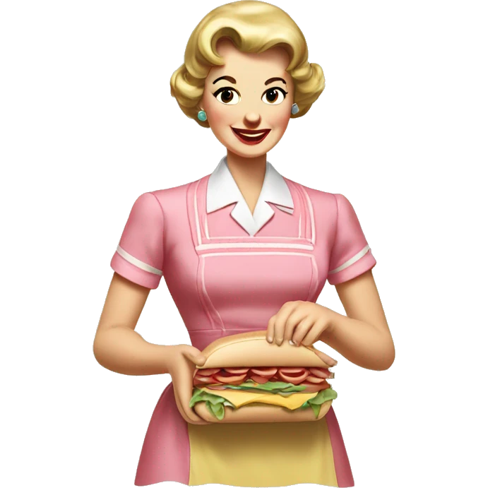 1950s Housewife making sandwich emoji