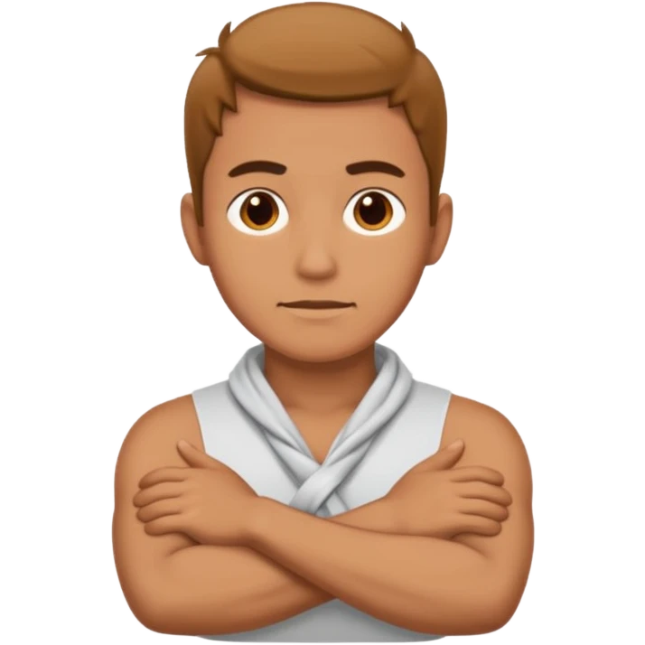 Man with crossed arms on his neck emoji