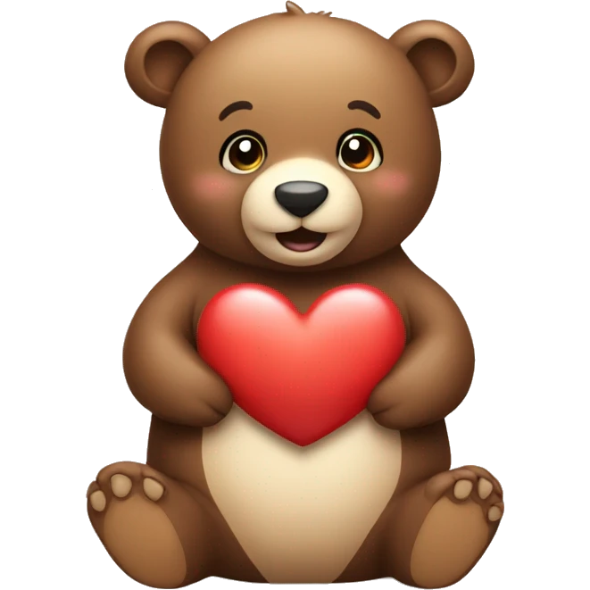 Cute Bear smiling holding a heart emoji