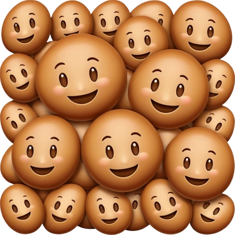 Brown beans with smiling faces emoji