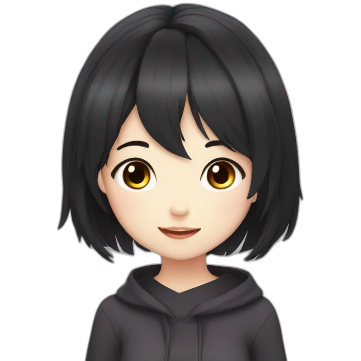 Cute dark hair anime girl emoji