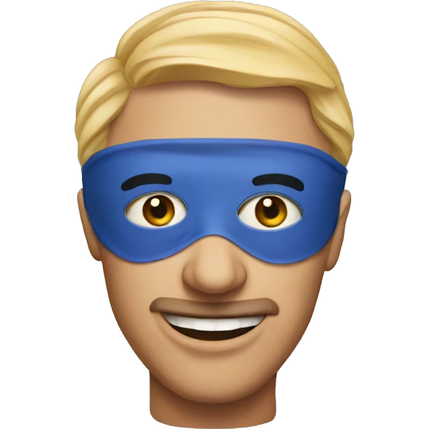 Man wearing comedy mask emoji