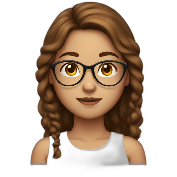 girl with glasses and long brown hair and freckels emoji