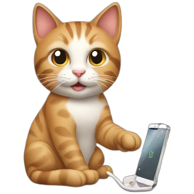 A cat working with iphone emoji