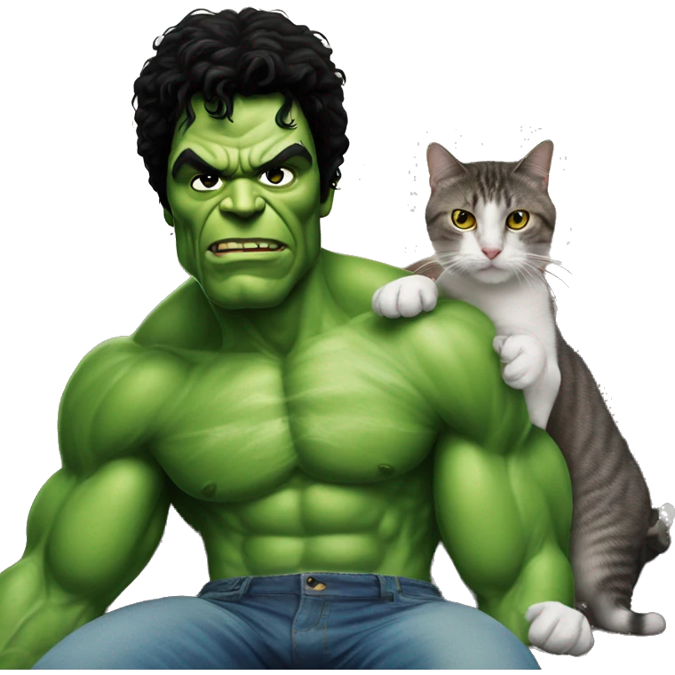 Michel Jackson as the hulk with a cat emoji
