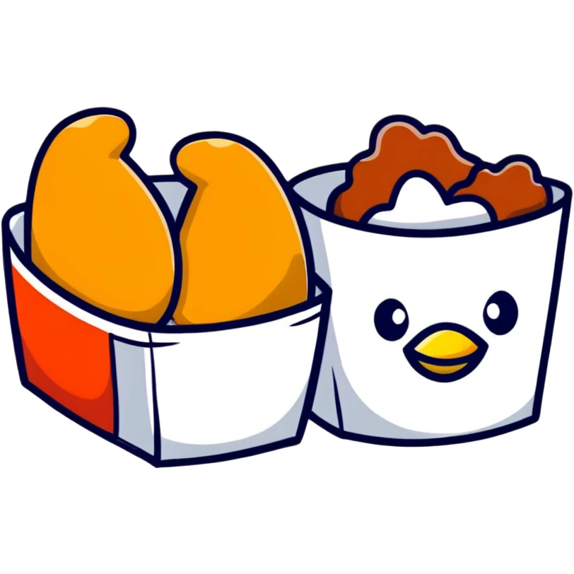 cartoon sticker of a chicken nugget emoji