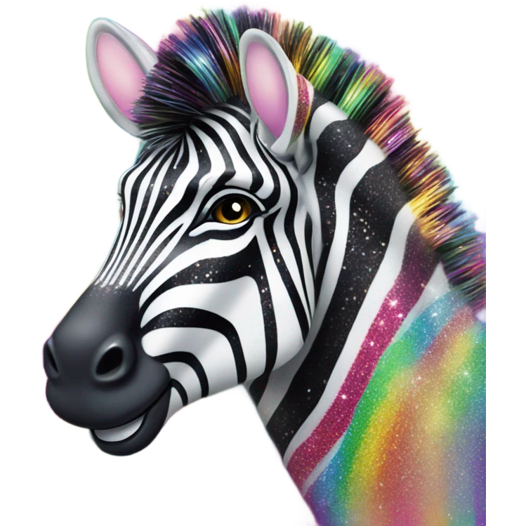 Lisa frank zebra with glitter rainbow stripes emoji