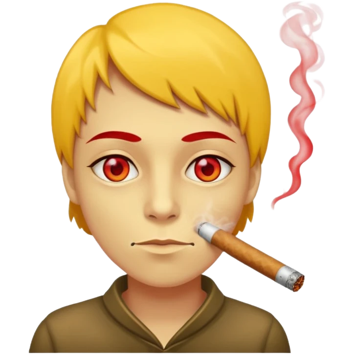 Yellow circle Smoking a blunt with red eyes  emoji