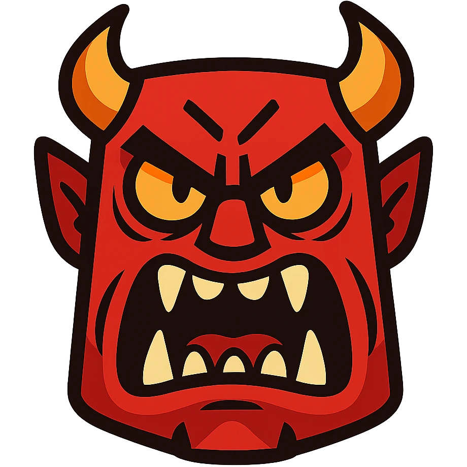 red-hot, angry, scary monster face emoji