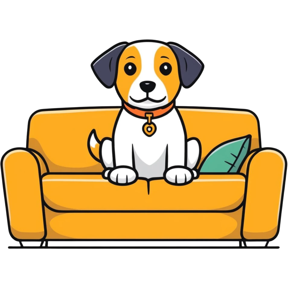 Dog sitting on couch and chilling emoji