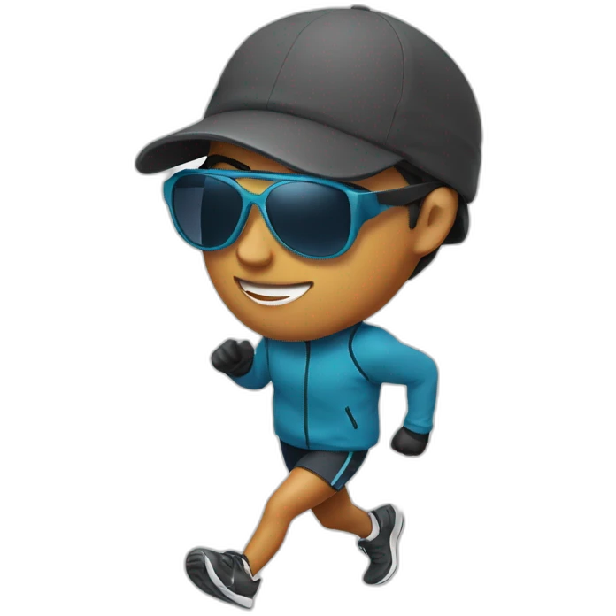 runner wearing sunglasses a cap and winter shoes emoji