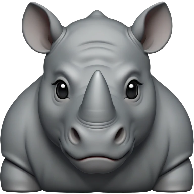 cinematic-noble-cute-rhino-portrait-emoji,slate-grey-hide-poised-and-regal,-with-a-massive,-powerful-build-and-a-thick,--deep-set-soulful-piercing-eyes,-simplified-yet-sharp-and-sophisticated-features,-highly-detailed,-large-black-eyes, white horn, front facing, zoomed out showing shoulders emoji