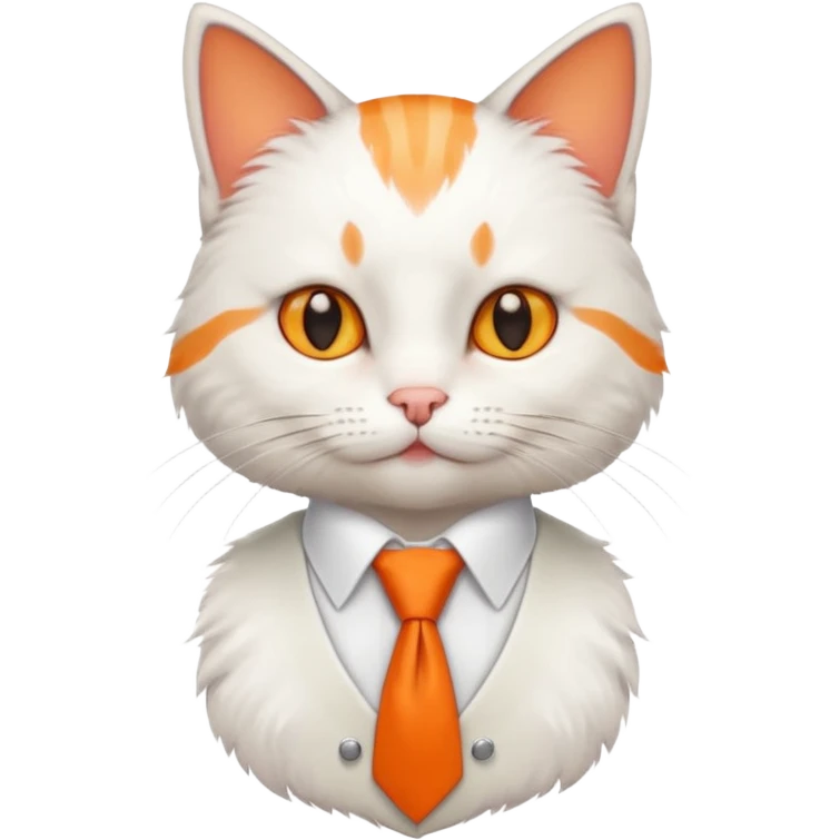 cat in white vest, orange tie emoji