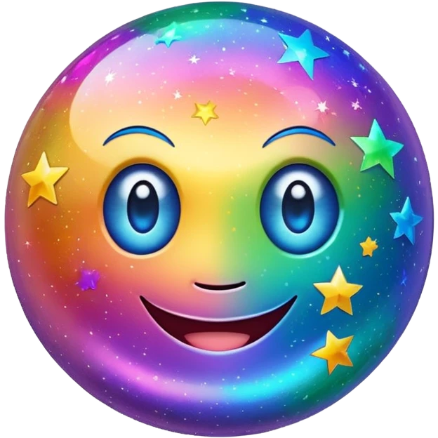 Smiling glitter ball with stars as eyes emoji